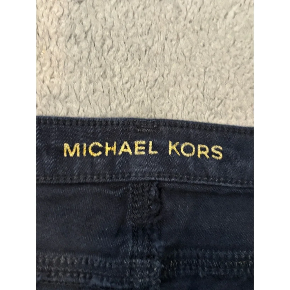 Michael Kors Womens Navy Blue Cropped Jeans Size 8 Stretch Straight Leg Pants